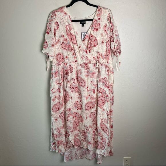 Torrid Pink Paisley Midi Swiss Linen Surplice Dress 2X NWT 40056372 - Picture 3 of 16